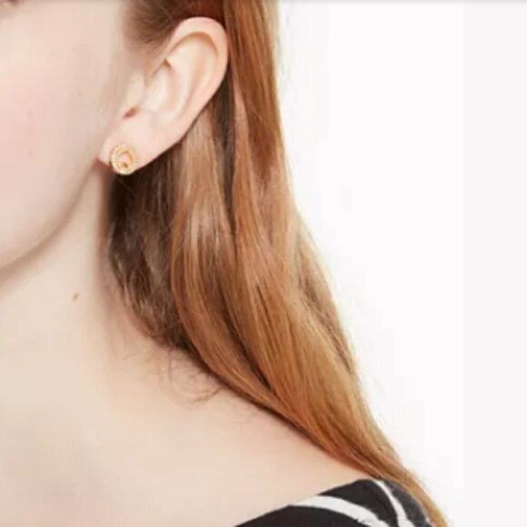 Kate Spade Pave Hollow Spade Stud Clear Gold - Picture 2 of 6